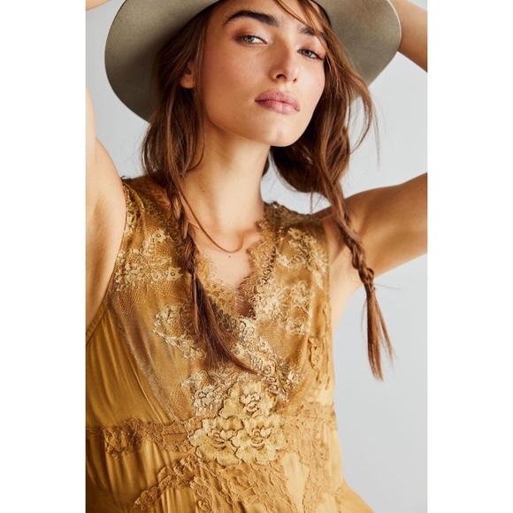 NWT Free People X Brenda Knight Laced Maxi Slip Dress - Picture 15 of 15